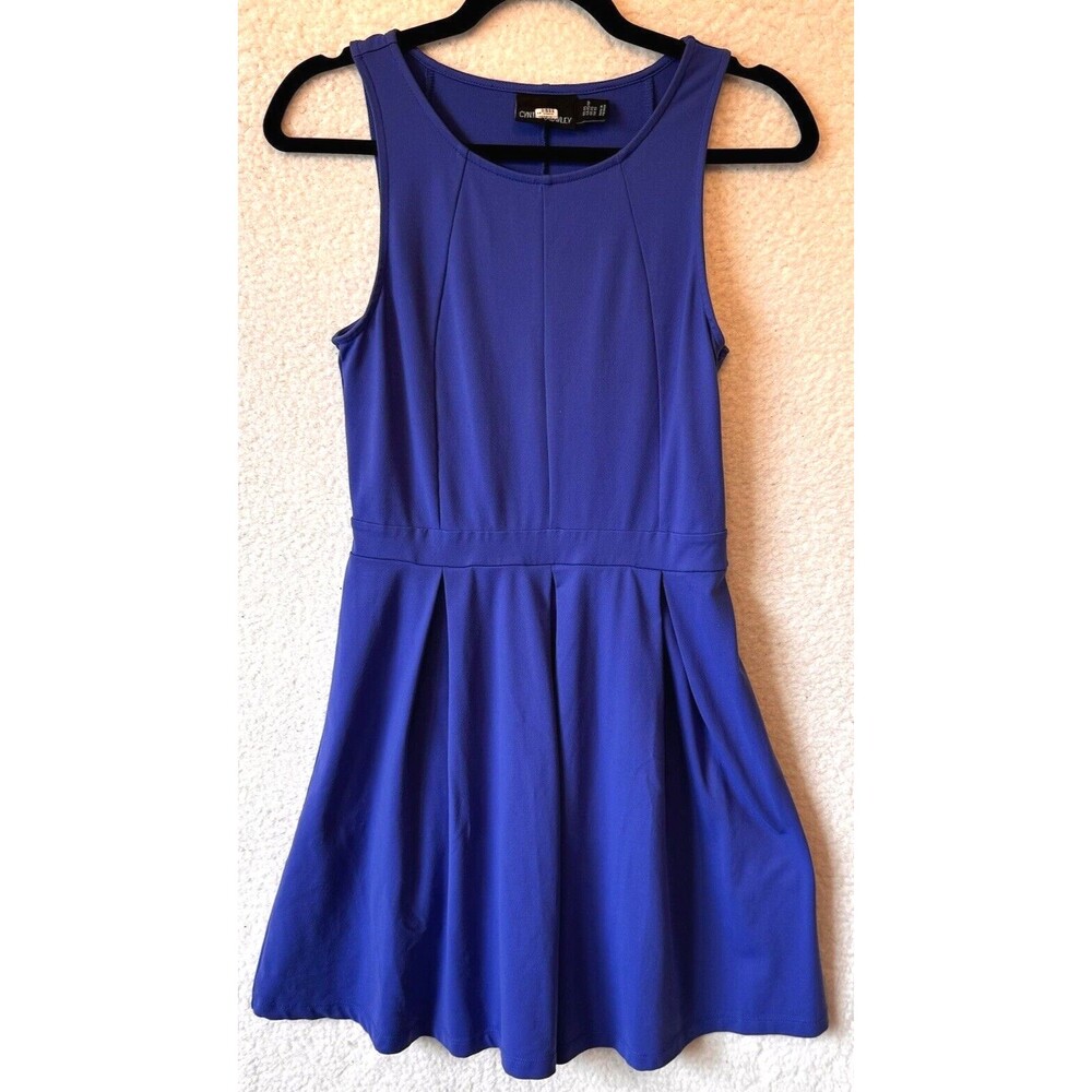 Cynthia Rowley XS Blue Sleeveless Fit&Flare‎ Pleated Mini Dress